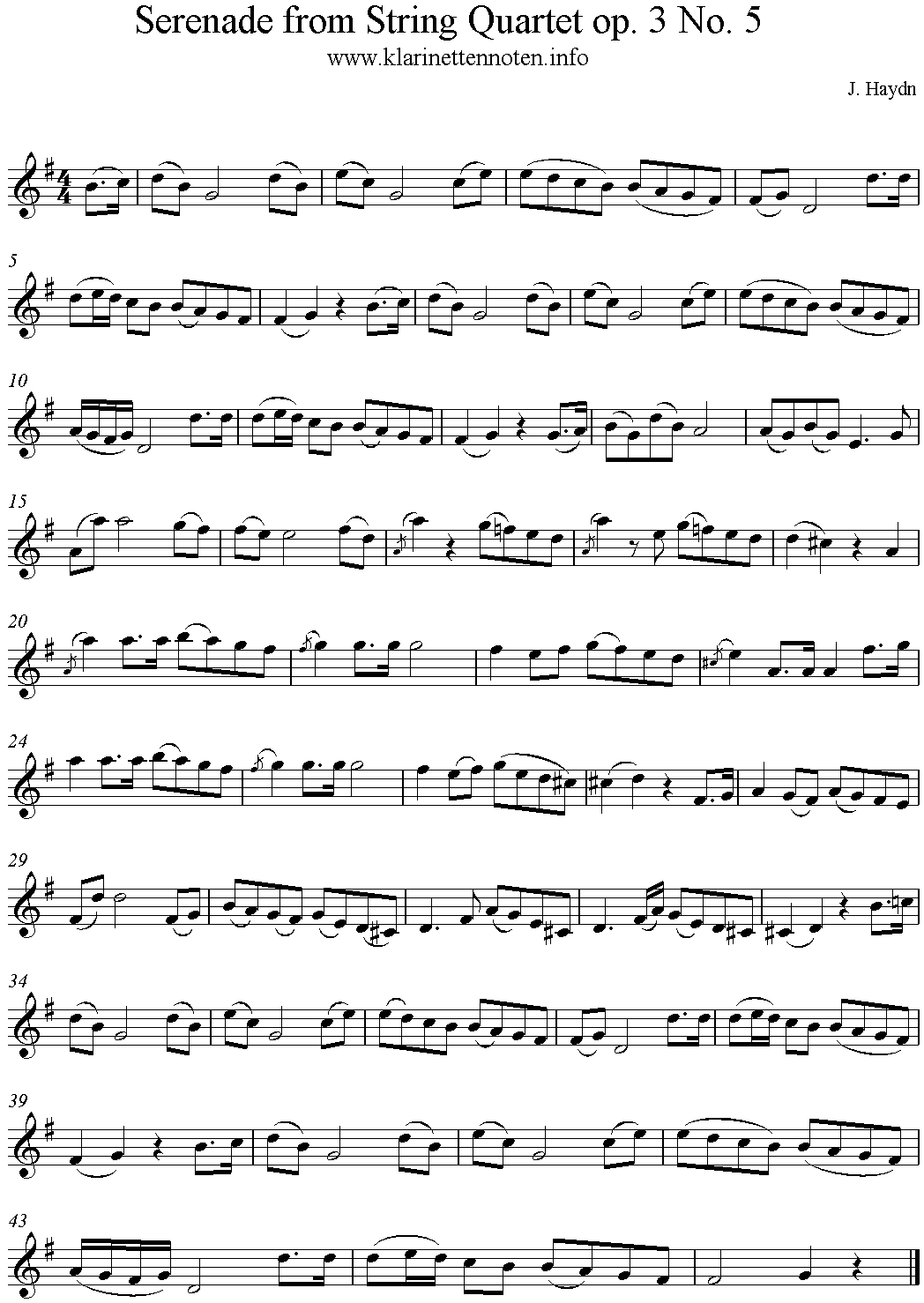 Andante - Serenade  from Stringquartet op. 3 No 5 , Haydn